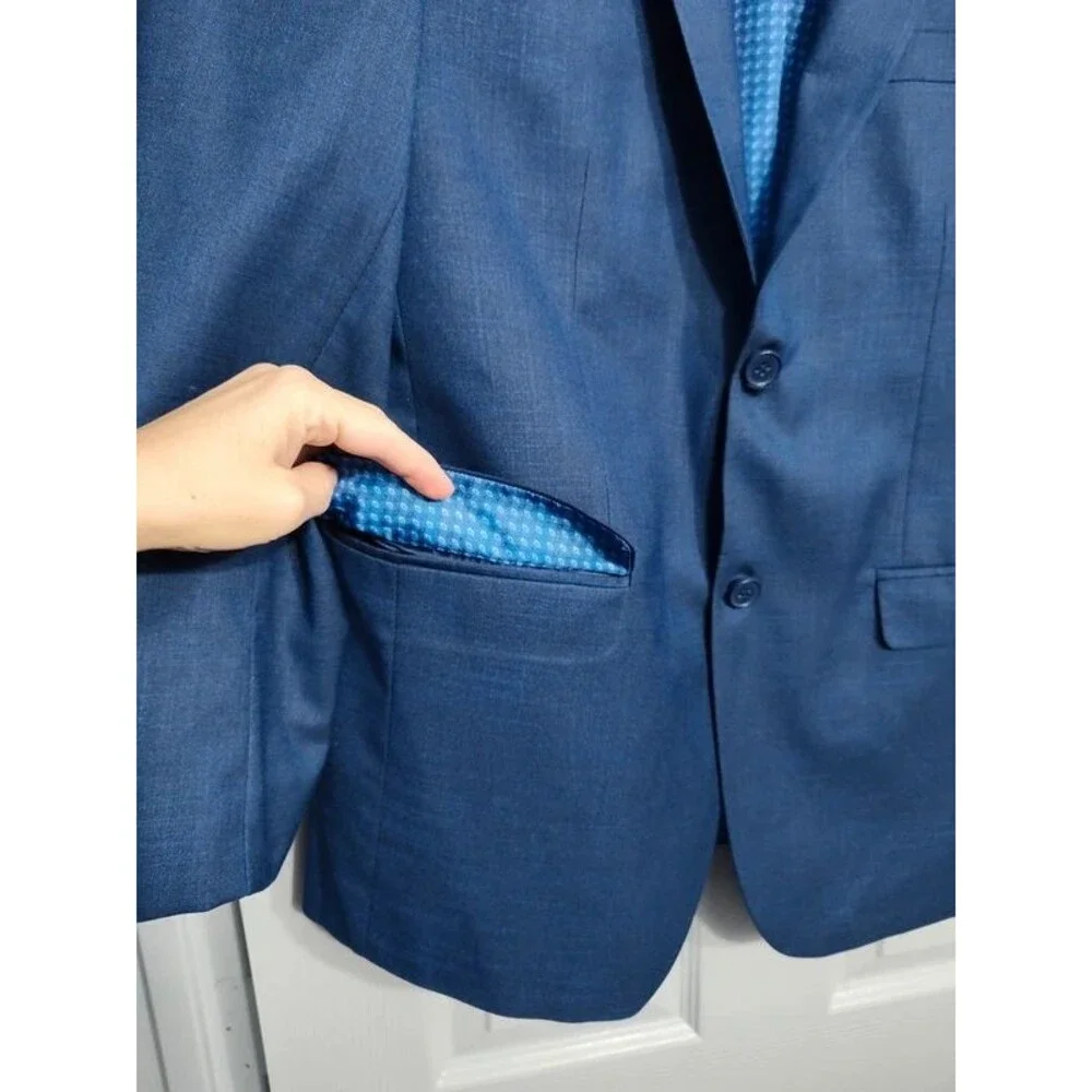 Giorgio Sanetti 44R men's tailored two button blazer suit jacket navy blue new